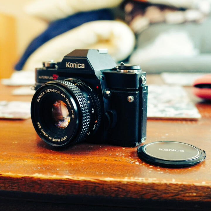 konica autoreflex t4 with 50mm f1.7 lens
